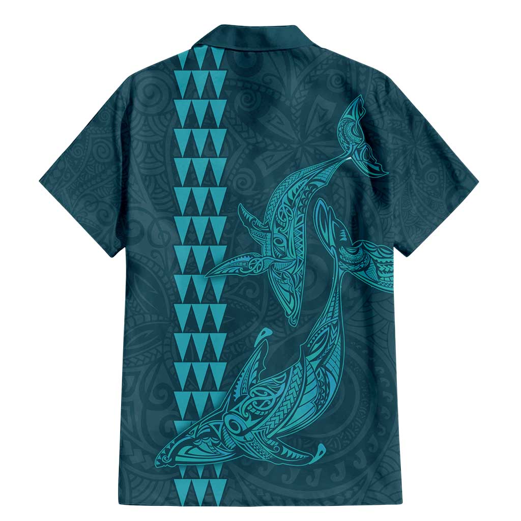 Aloha Hawaii Whale Kakau and Polynesian Tattoo Family Matching Mermaid Dress and Hawaiian Shirt Turquoise Color LT03 - Polynesian Pride