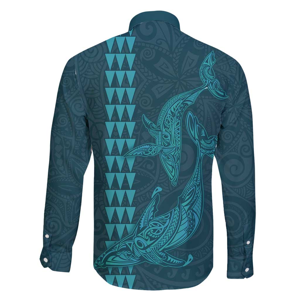 Aloha Hawaii Whale Kakau and Polynesian Tattoo Family Matching Mermaid Dress and Hawaiian Shirt Turquoise Color LT03 - Polynesian Pride
