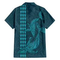 Aloha Hawaii Whale Kakau and Polynesian Tattoo Family Matching Puletasi and Hawaiian Shirt Turquoise Color LT03 - Polynesian Pride