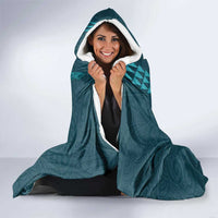 Aloha Hawaii Whale Kakau and Polynesian Tattoo Hooded Blanket Turquoise Color
