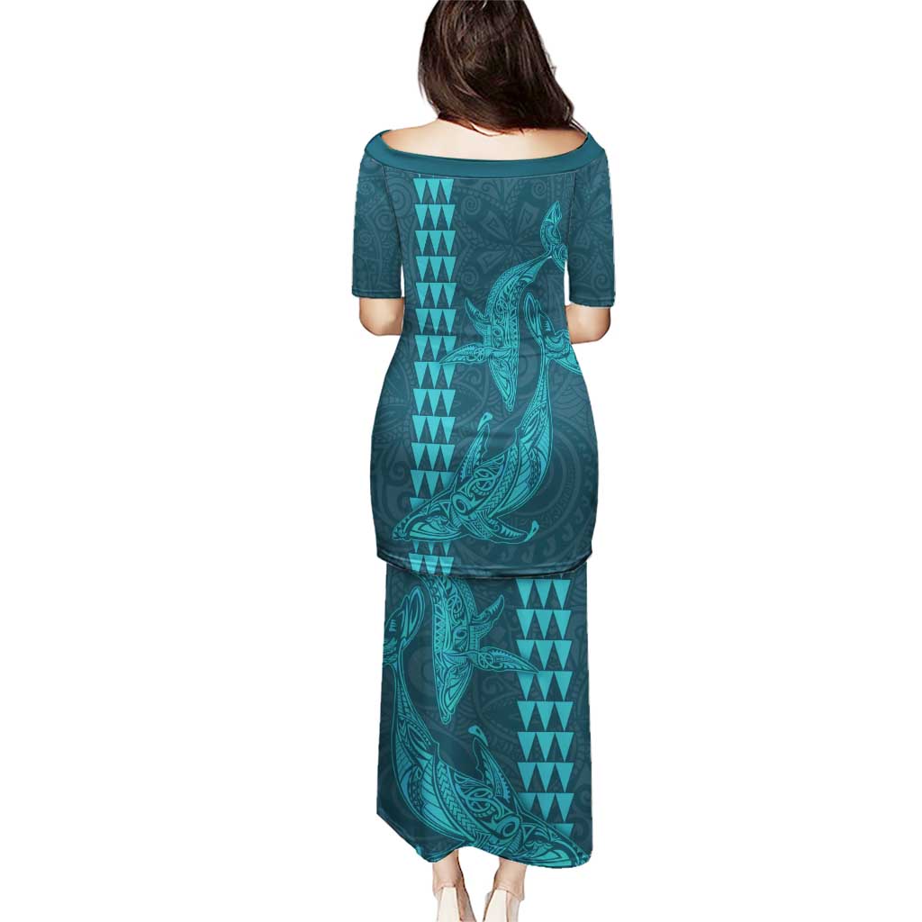 Aloha Hawaii Whale Kakau and Polynesian Tattoo Puletasi Turquoise Color LT03 - Polynesian Pride