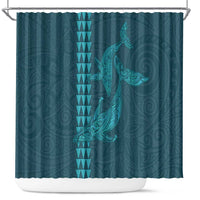 Aloha Hawaii Whale Kakau and Polynesian Tattoo Shower Curtain Turquoise Color LT03 Turquoise - Polynesian Pride