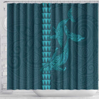 Aloha Hawaii Whale Kakau and Polynesian Tattoo Shower Curtain Turquoise Color LT03 - Polynesian Pride