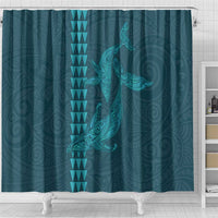 Aloha Hawaii Whale Kakau and Polynesian Tattoo Shower Curtain Turquoise Color LT03 - Polynesian Pride
