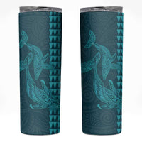 Aloha Hawaii Whale Kakau and Polynesian Tattoo Skinny Tumbler Turquoise Color LT03 Turquoise - Polynesian Pride