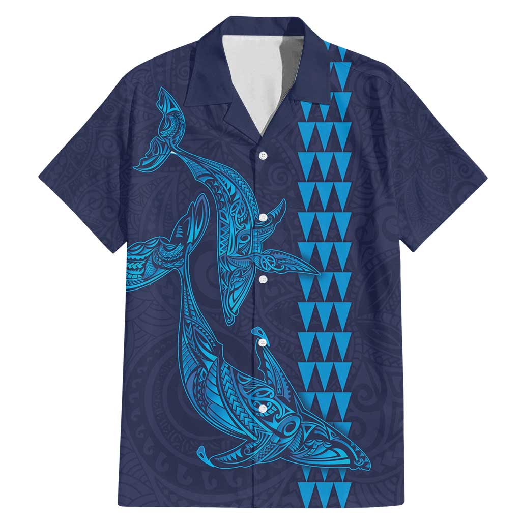Aloha Hawaii Whale Kakau and Polynesian Tattoo Family Matching Mermaid Dress and Hawaiian Shirt Dark Navy Color LT03 Dad's Shirt - Short Sleeve Dark Navy - Polynesian Pride