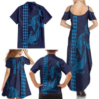 Aloha Hawaii Whale Kakau and Polynesian Tattoo Family Matching Summer Maxi Dress and Hawaiian Shirt Dark Navy Color LT03 - Polynesian Pride