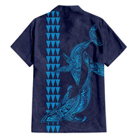 Aloha Hawaii Whale Kakau and Polynesian Tattoo Family Matching Tank Maxi Dress and Hawaiian Shirt Dark Navy Color LT03 - Polynesian Pride