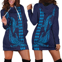 Aloha Hawaii Whale Kakau and Polynesian Tattoo Hoodie Dress Dark Navy Color LT03 - Polynesian Pride