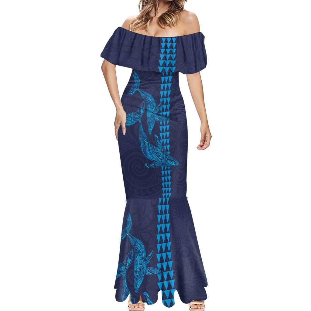 Aloha Hawaii Whale Kakau and Polynesian Tattoo Mermaid Dress Dark Navy Color LT03 - Polynesian Pride