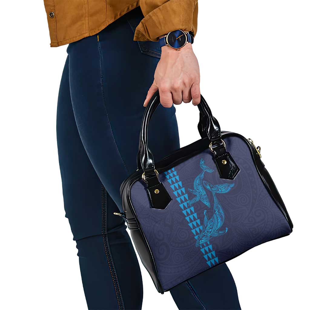 Aloha Hawaii Whale Kakau and Polynesian Tattoo Shoulder Handbag Dark Navy Color LT03 - Polynesian Pride