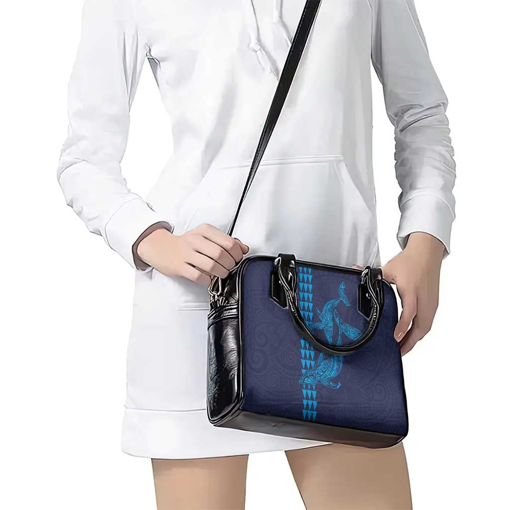 Aloha Hawaii Whale Kakau and Polynesian Tattoo Shoulder Handbag Dark Navy Color LT03 - Polynesian Pride