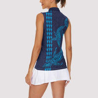 Aloha Hawaii Whale Kakau and Polynesian Tattoo Women Sleeveless Polo Shirt Dark Navy Color LT03 - Polynesian Pride