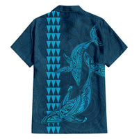 Aloha Hawaii Whale Kakau and Polynesian Tattoo Family Matching Off Shoulder Short Dress and Hawaiian Shirt Light Blue Color LT03 - Polynesian Pride