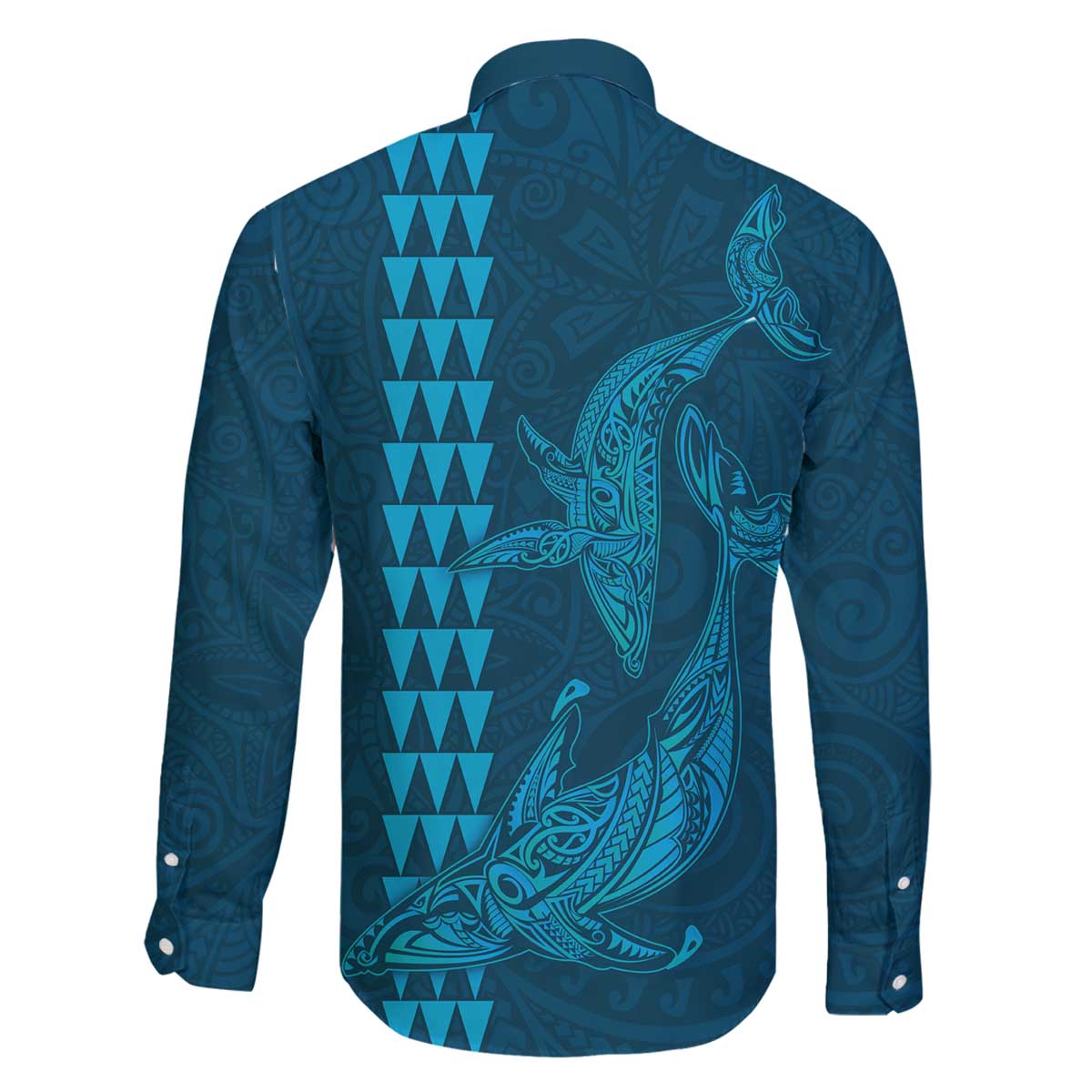 Aloha Hawaii Whale Kakau and Polynesian Tattoo Family Matching Puletasi and Hawaiian Shirt Light Blue Color LT03 - Polynesian Pride