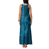 Aloha Hawaii Whale Kakau and Polynesian Tattoo Family Matching Tank Maxi Dress and Hawaiian Shirt Light Blue Color LT03 - Polynesian Pride
