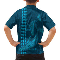 Aloha Hawaii Whale Kakau and Polynesian Tattoo Hawaiian Shirt Light Blue Color