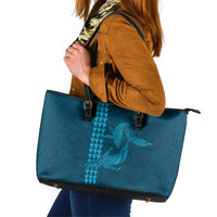 Aloha Hawaii Whale Kakau and Polynesian Tattoo Leather Tote Bag Light Blue Color LT03 Light Blue - Polynesian Pride
