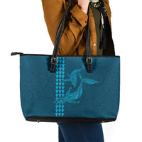 Aloha Hawaii Whale Kakau and Polynesian Tattoo Leather Tote Bag Light Blue Color LT03 - Polynesian Pride