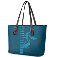 Aloha Hawaii Whale Kakau and Polynesian Tattoo Leather Tote Bag Light Blue Color LT03 - Polynesian Pride
