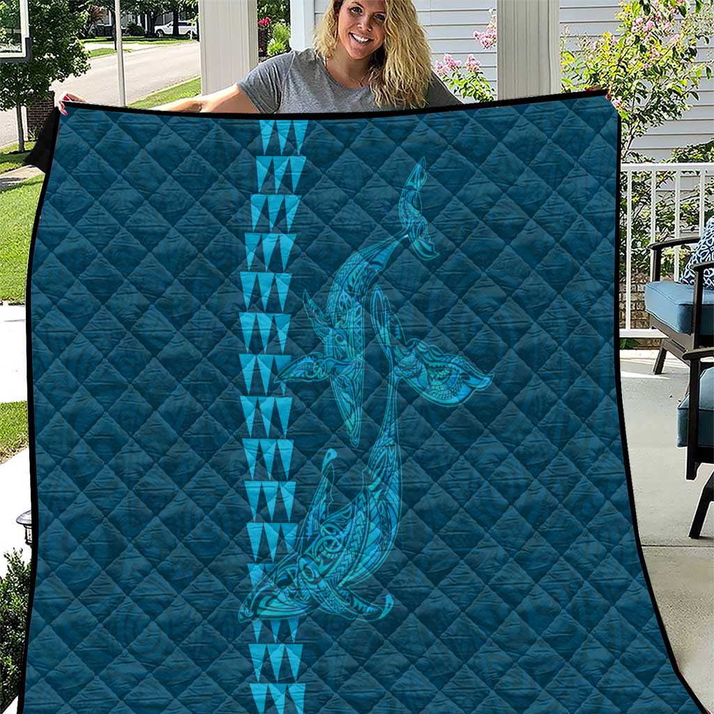 Aloha Hawaii Whale Kakau and Polynesian Tattoo Quilt Light Blue Color LT03 Light Blue - Polynesian Pride