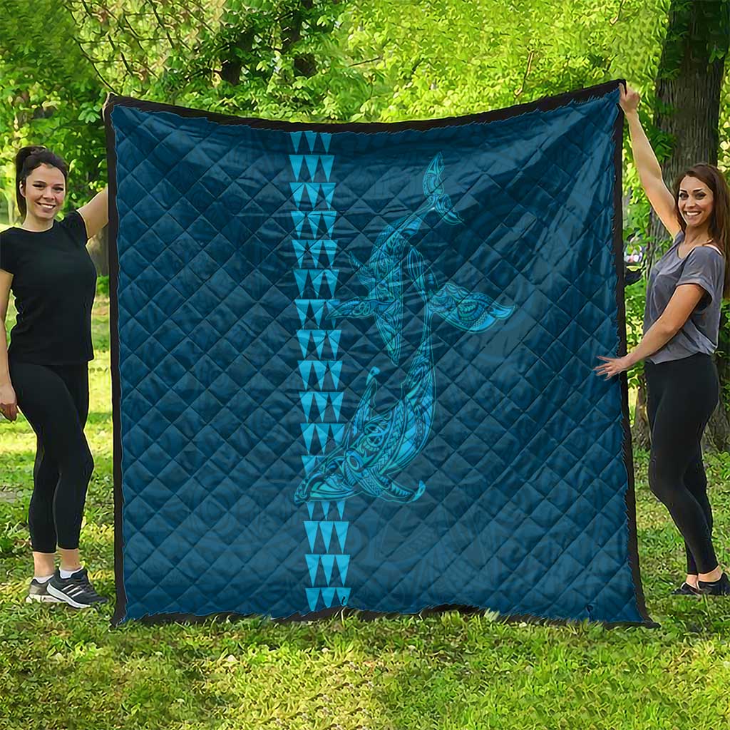 Aloha Hawaii Whale Kakau and Polynesian Tattoo Quilt Light Blue Color LT03 - Polynesian Pride