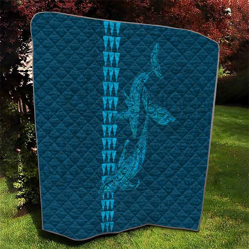 Aloha Hawaii Whale Kakau and Polynesian Tattoo Quilt Light Blue Color LT03 - Polynesian Pride