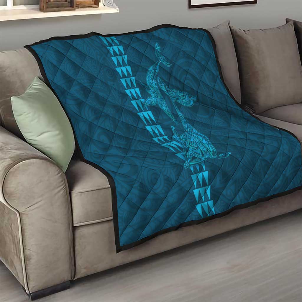 Aloha Hawaii Whale Kakau and Polynesian Tattoo Quilt Light Blue Color LT03 - Polynesian Pride