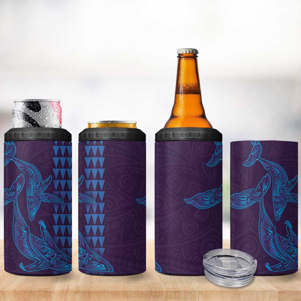 Aloha Hawaii Whale Kakau and Polynesian Tattoo 4 in 1 Can Cooler Tumbler Purple Color LT03 - Polynesian Pride