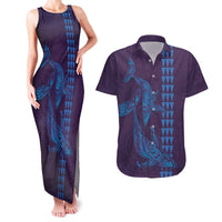 Aloha Hawaii Whale Kakau and Polynesian Tattoo Couples Matching Tank Maxi Dress and Hawaiian Shirt Purple Color LT03 Purple - Polynesian Pride
