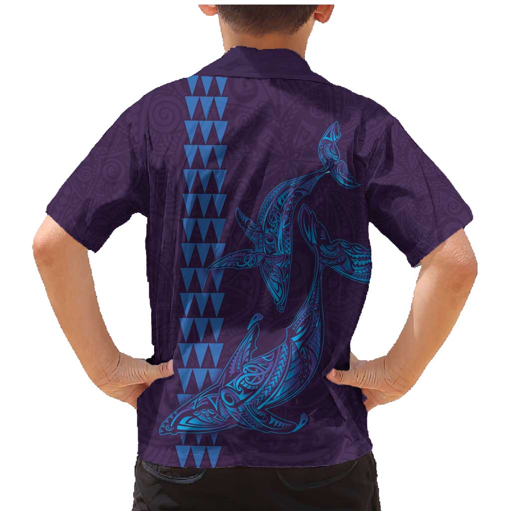 Aloha Hawaii Whale Kakau and Polynesian Tattoo Family Matching Mermaid Dress and Hawaiian Shirt Purple Color LT03 - Polynesian Pride