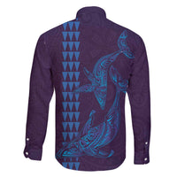Aloha Hawaii Whale Kakau and Polynesian Tattoo Family Matching Puletasi and Hawaiian Shirt Purple Color LT03 - Polynesian Pride