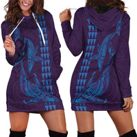 Aloha Hawaii Whale Kakau and Polynesian Tattoo Hoodie Dress Purple Color LT03 - Polynesian Pride