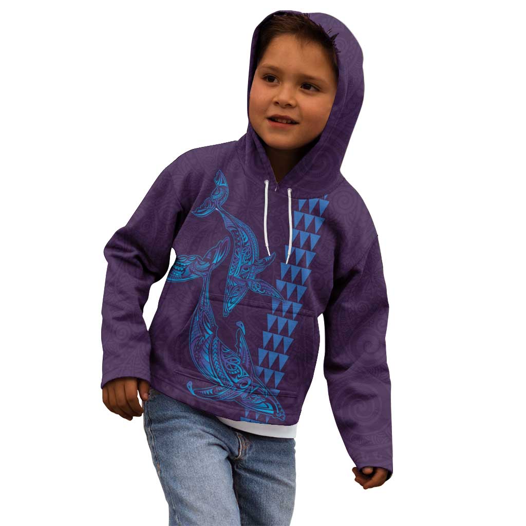 Aloha Hawaii Whale Kakau and Polynesian Tattoo Kid Hoodie Purple Color LT03 - Polynesian Pride