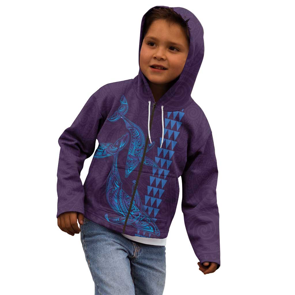 Aloha Hawaii Whale Kakau and Polynesian Tattoo Kid Hoodie Purple Color LT03 - Polynesian Pride