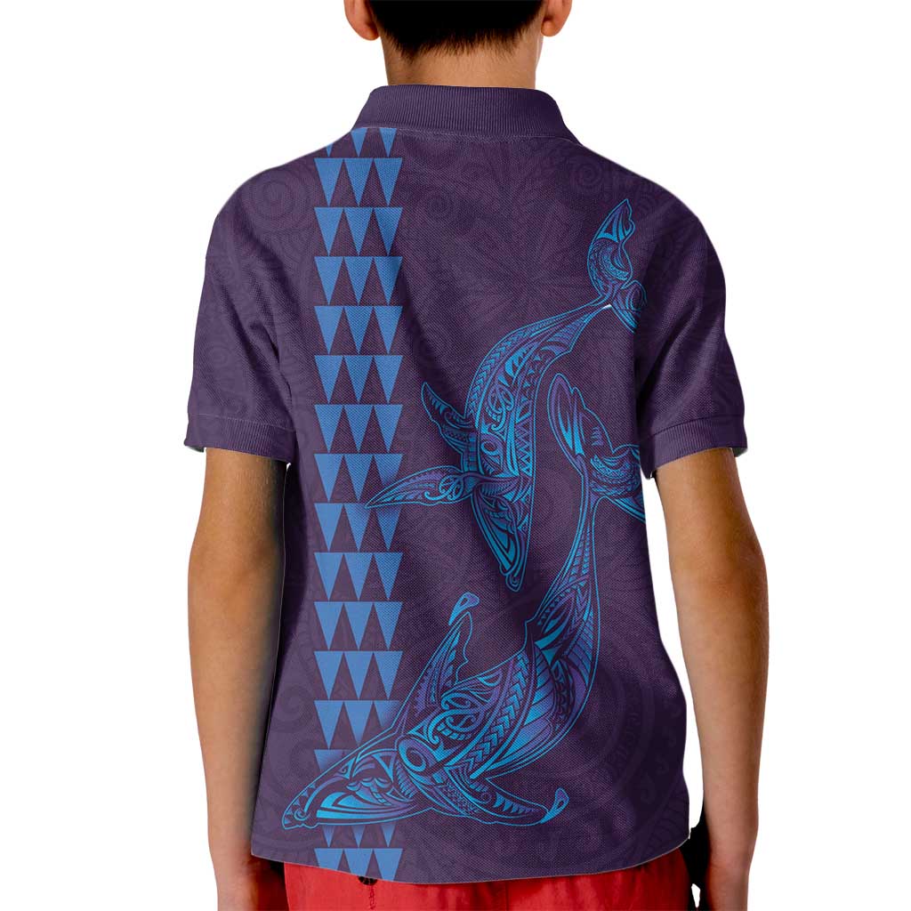 Aloha Hawaii Whale Kakau and Polynesian Tattoo Kid Polo Shirt Purple Color LT03 - Polynesian Pride