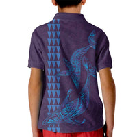 Aloha Hawaii Whale Kakau and Polynesian Tattoo Kid Polo Shirt Purple Color LT03 - Polynesian Pride