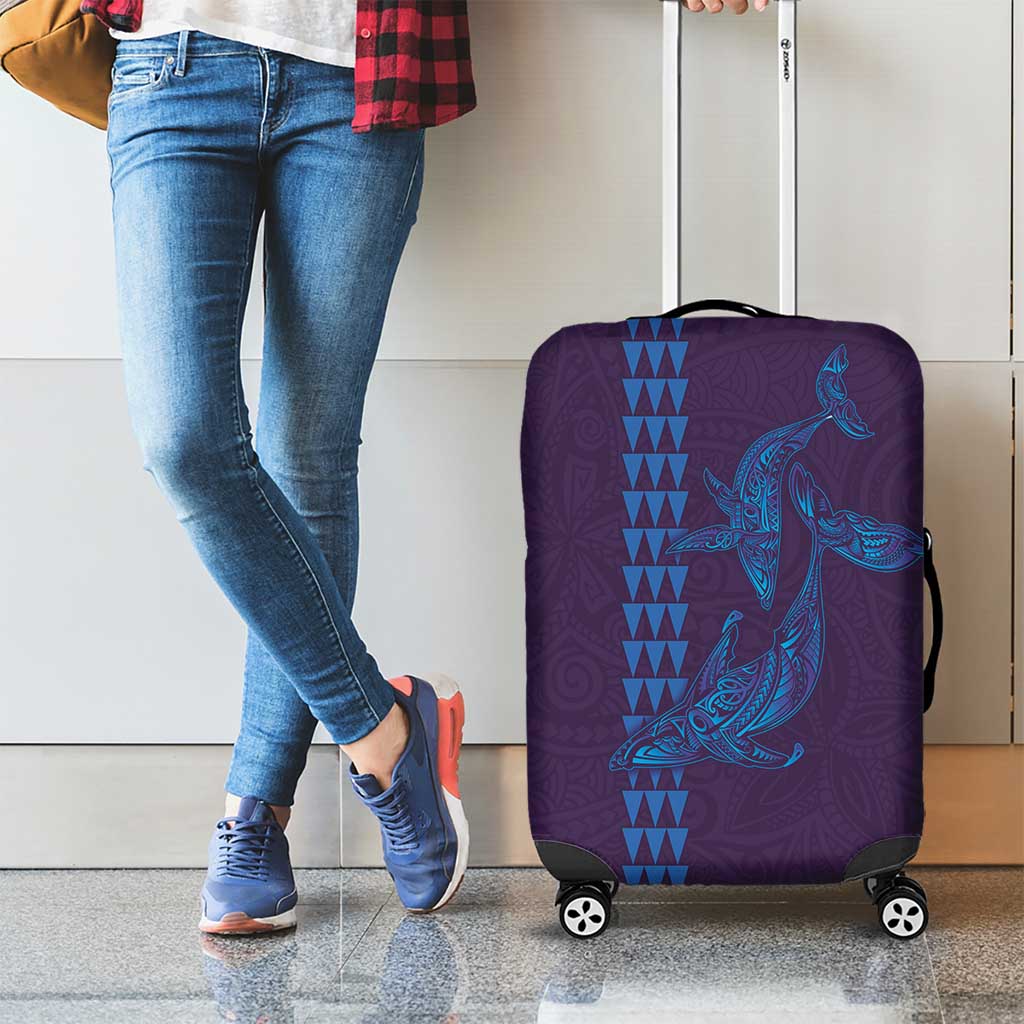 Aloha Hawaii Whale Kakau and Polynesian Tattoo Luggage Cover Purple Color LT03 - Polynesian Pride