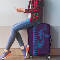 Aloha Hawaii Whale Kakau and Polynesian Tattoo Luggage Cover Purple Color LT03 - Polynesian Pride