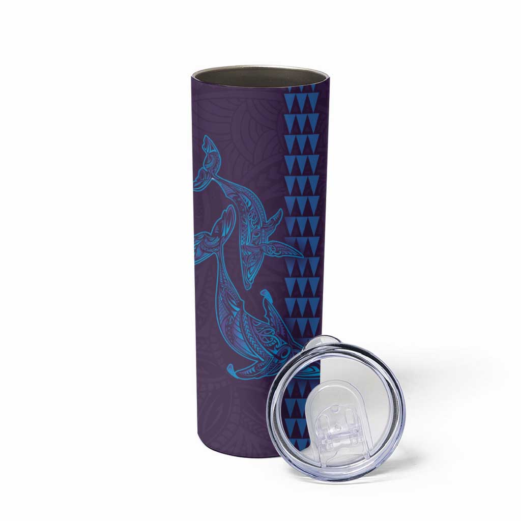 Aloha Hawaii Whale Kakau and Polynesian Tattoo Skinny Tumbler Purple Color LT03 - Polynesian Pride