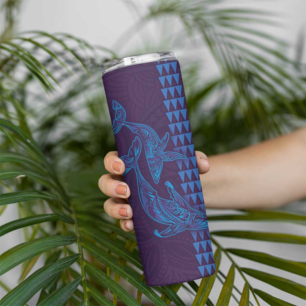 Aloha Hawaii Whale Kakau and Polynesian Tattoo Skinny Tumbler Purple Color LT03 - Polynesian Pride