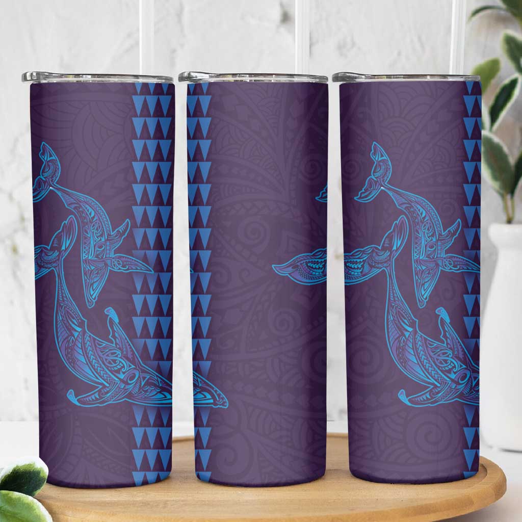 Aloha Hawaii Whale Kakau and Polynesian Tattoo Skinny Tumbler Purple Color LT03 - Polynesian Pride
