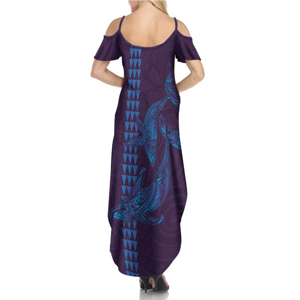 Aloha Hawaii Whale Kakau and Polynesian Tattoo Summer Maxi Dress Purple Color LT03 - Polynesian Pride