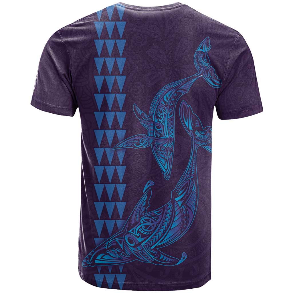 Aloha Hawaii Whale Kakau and Polynesian Tattoo T Shirt Purple Color LT03 - Polynesian Pride