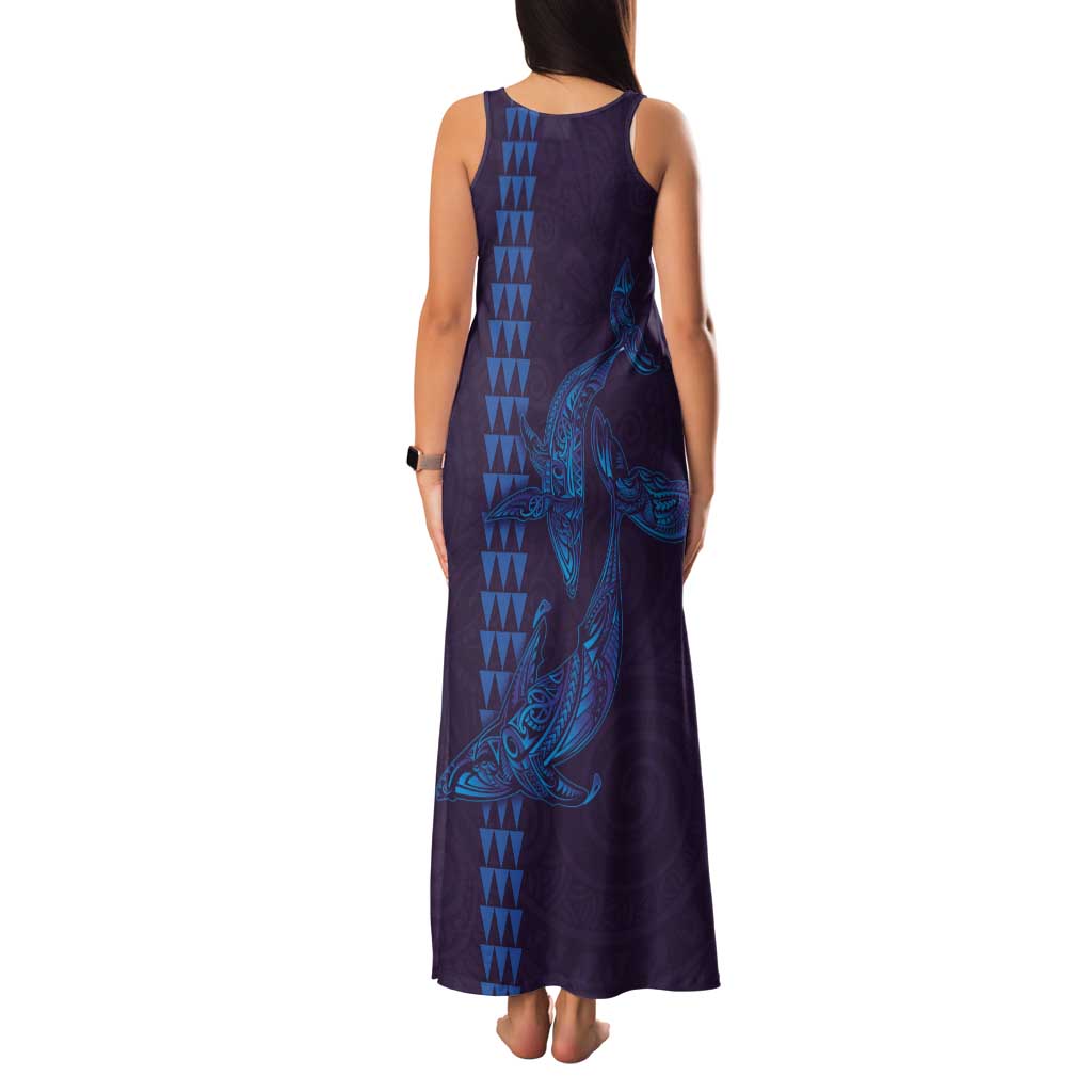 Aloha Hawaii Whale Kakau and Polynesian Tattoo Tank Maxi Dress Purple Color LT03 - Polynesian Pride
