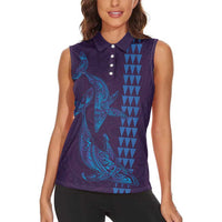 Aloha Hawaii Whale Kakau and Polynesian Tattoo Women Sleeveless Polo Shirt Purple Color LT03 - Polynesian Pride