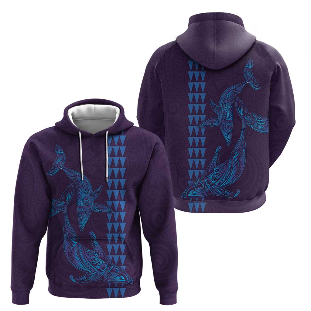 Aloha Hawaii Whale Kakau and Polynesian Tattoo Zip Hoodie Purple Color LT03 - Polynesian Pride