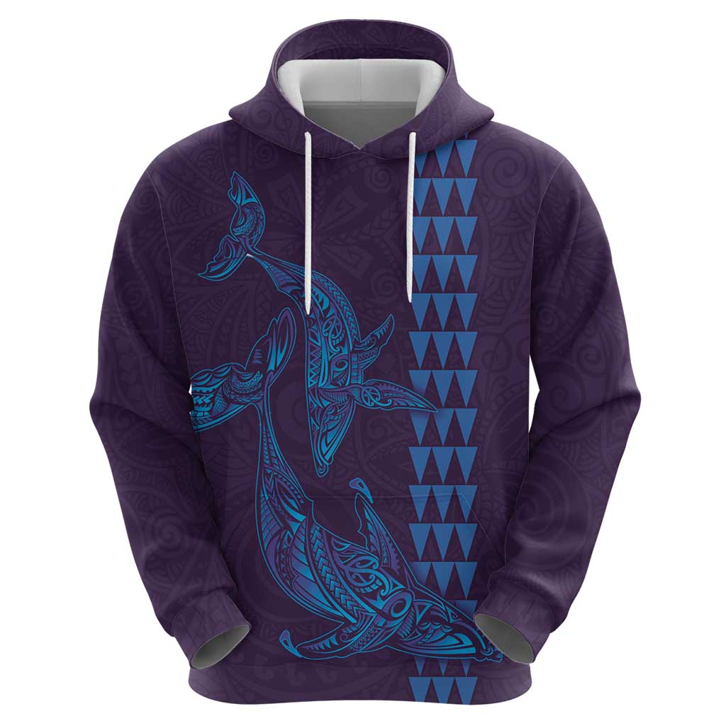 Aloha Hawaii Whale Kakau and Polynesian Tattoo Zip Hoodie Purple Color LT03 - Polynesian Pride