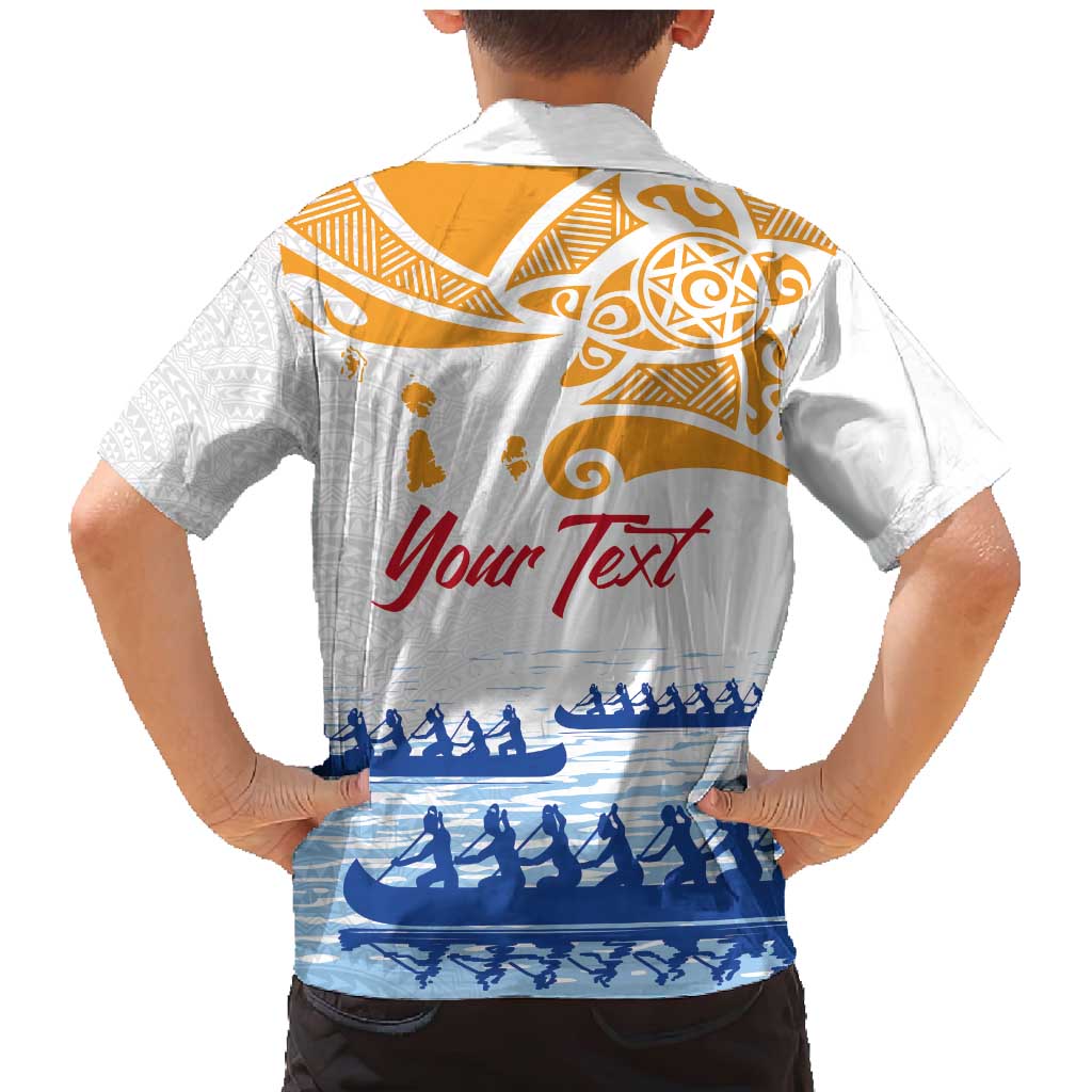 Personalised Hawaiki Nui Va'a French Polynesian Pattern Family Matching Mermaid Dress and Hawaiian Shirt White Color LT03 - Polynesian Pride