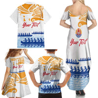 Personalised Hawaiki Nui Va'a French Polynesian Pattern Family Matching Summer Maxi Dress and Hawaiian Shirt White Color LT03 - Polynesian Pride